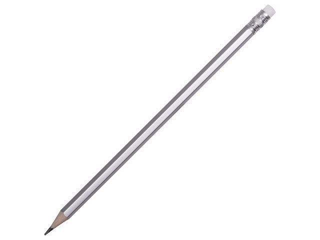 Шестигранный карандаш с ластиком "Presto", серебряный