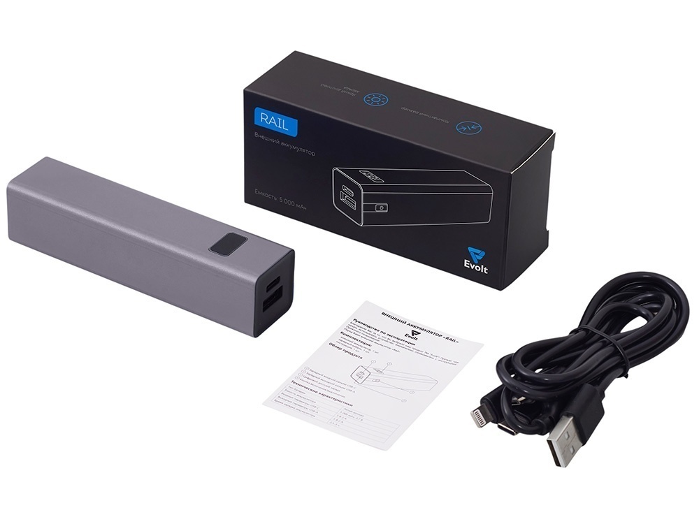 Внешний аккумулятор Rail c дисплеем, 5000 mAh