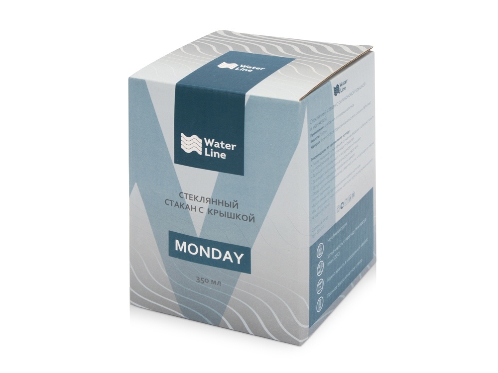 Стеклянный стакан с силиконовой крышкой и манжетой Monday