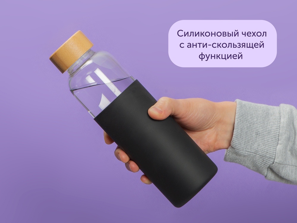 Стеклянная бутылка для воды в силиконовом чехле Refine